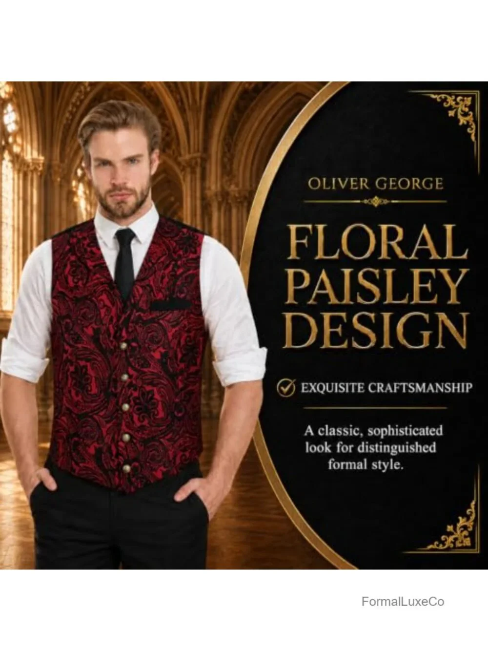 Victorian Steampunk Paisley Vest Microfiber Formal Waistcoat Tuxedo Suit Dress